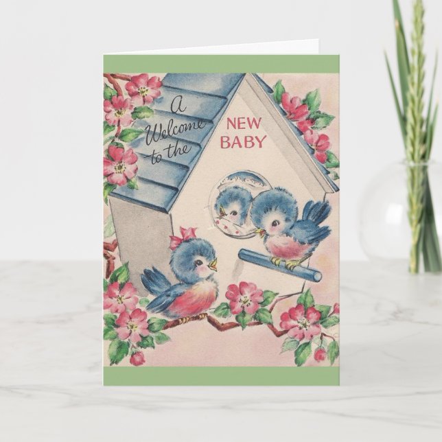 Vintag - ein Willkommen zum neuen Baby, Ankündigung (Vorderseite)