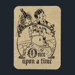 Vintag einmal auf eine Zeit Kleidung, Dekoration u Magnet<br><div class="desc">Dieses Vintage Once Upon a Time Design ist einfach so niedlich! Eine Vintage Braut und ein Bräutigam in Schleier und Tophut in märchenhafter Manier mit einer Burg und Text, die Once Upon a Time. Viele dieser Objekte, die zwei Bilder haben, haben ein Vintages Happily Ever After Design sowie eine Burg...</div>