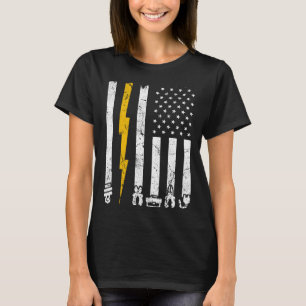 Vintag Electrician Tools USA American Flag Electr T-Shirt