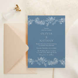 Vintag Elegance Classic floral Dusty Blue Wedding Einladung