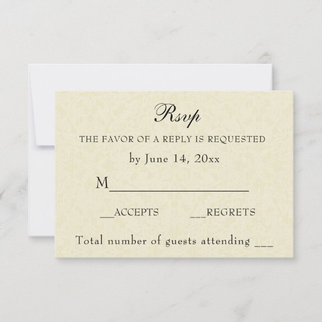 Vintag Elegant Ecru Lace Simple Wedding RSVP Karte (Vorderseite)