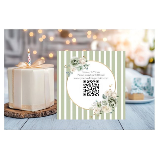 Vintag & elegant Grün & Gold Micro Hochzeit Begleitkarte (Von Creator hochgeladen)