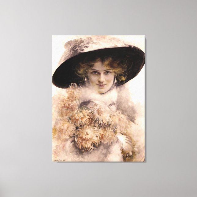 Vintag Elegant Schönes Frauenportrait Leinwanddruck (Vorderseite)