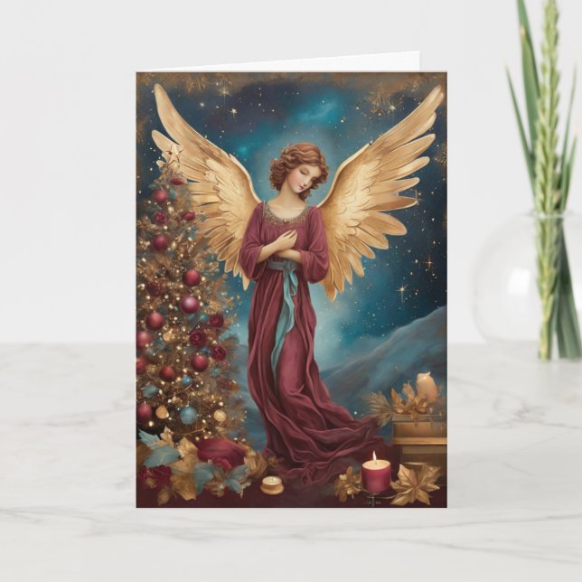 Vintag Eleganter Weihnachtsgel Personalisiert Karte (Vorderseite)
