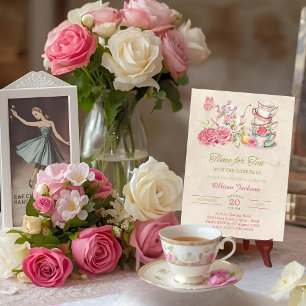 Vintag Elegantes Tea Party Bridal Dusche Einladung