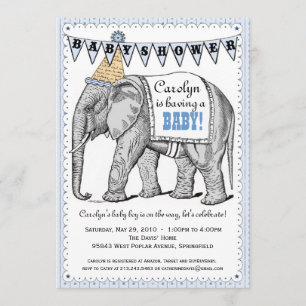 Vintag Elephant Circus Parade Kinderdusche Einladu Einladung