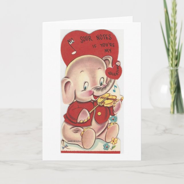Vintag Elephant Valentine Feiertagskarte (Vorderseite)