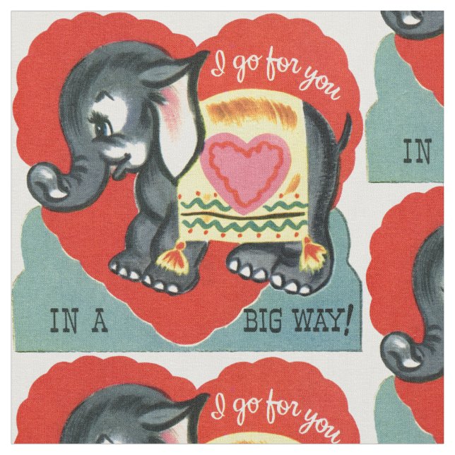 Vintag Elephant Valentine Stoff (Nahaufnahme)