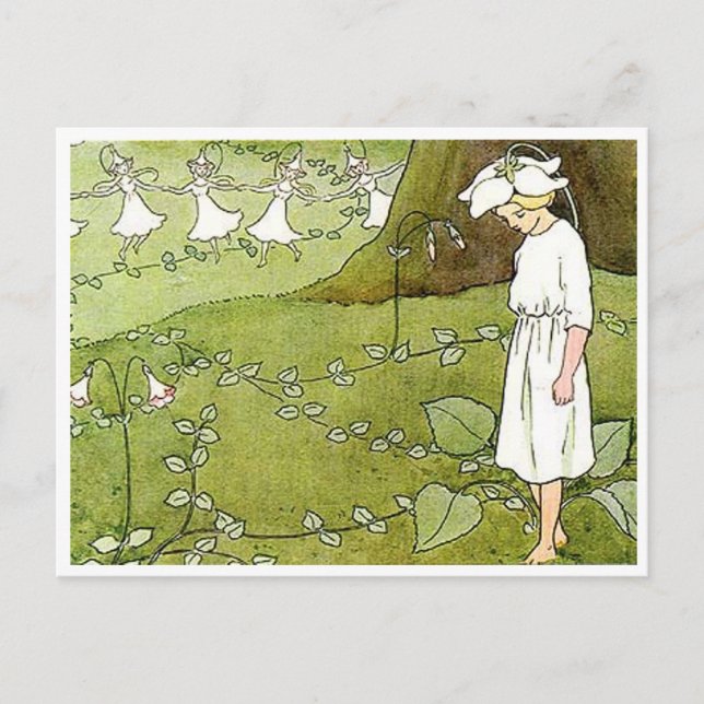 Vintag Elsa Beskow Fairy Ring Postkarte (Vorderseite)