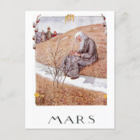 Vintag Elsa Beskow März Postkarte