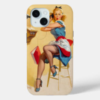 Vintag Elvgren Telefone Button-up Girl Retro