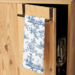 Vintag Englisch Floral Toile de Jouy-Blue Geschirrtuch<br><div class="desc">Schönes, nahtloses Toile de jouy Muster, angepasst an ein englisches Kupferstich von John Munns ca 1770er Jahren mit klassischen Ruinen, Seehafen, Hirten und Blumengarten. Blau auf weißem Hintergrund.</div>