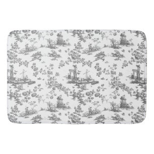Vintag Englisch Floral Toile de Jouy-Gray Badematte