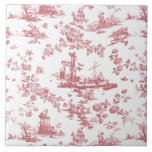 Vintag Englisch Floral Toile de Jouy-Pink Fliese<br><div class="desc">Schönes, nahtloses Toile de jouy Muster, angepasst an ein englisches Kupferstich von John Munns ca 1770er Jahren mit klassischen Ruinen, Seehafen, Hirten und Blumengarten. Rosa auf weißem Hintergrund.</div>