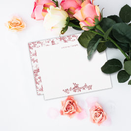 Vintag Englisch Floral Toile de Jouy-Pink Mitteilungskarte