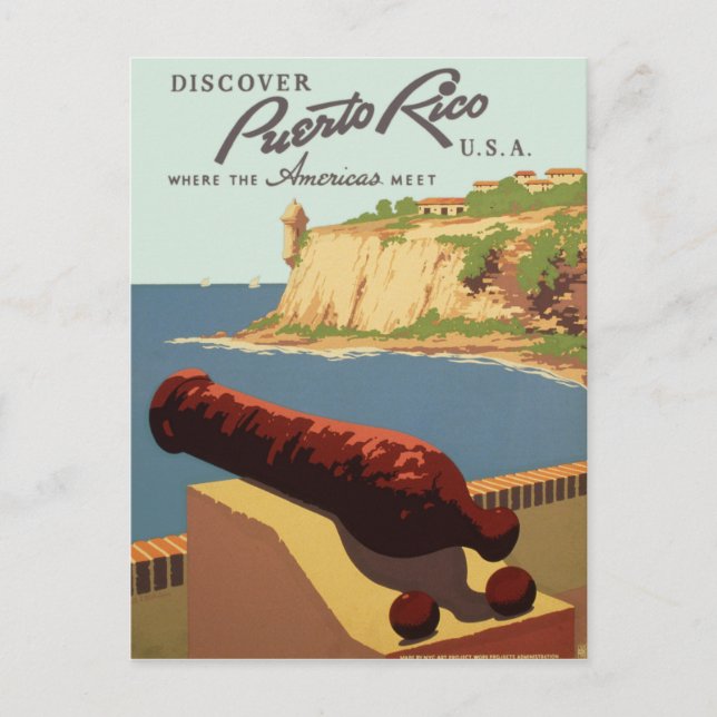 Vintag Entdecken Puerto Rico WPA Reisen Postkarte (Vorderseite)