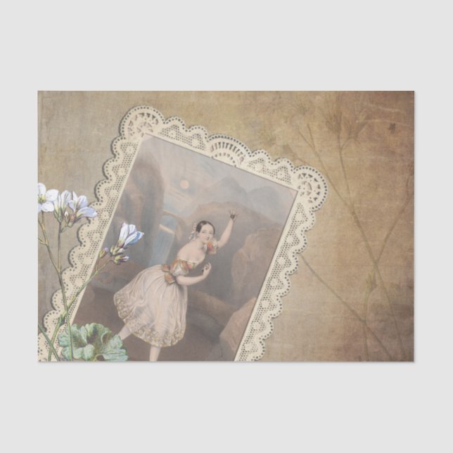 Vintag Ephemera Ballet Dancer Seidenpapier (Vorderseite)