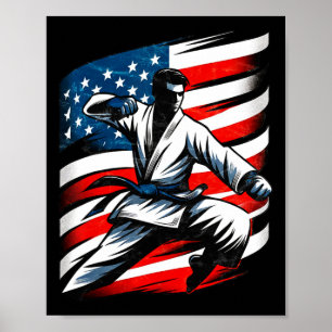 Vintag erschütterte US-Flagge Japanische Kunst Kar Poster