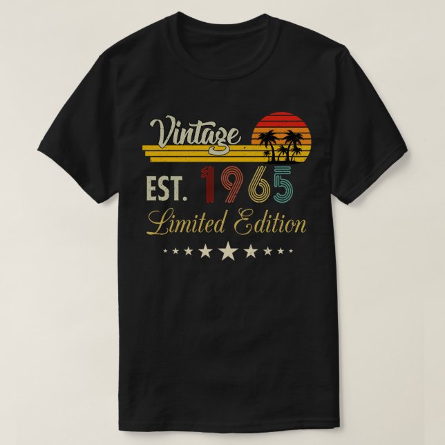 Vintag Est 1965 Limited Edition Geburtstag T-Shirt (Design vorne)