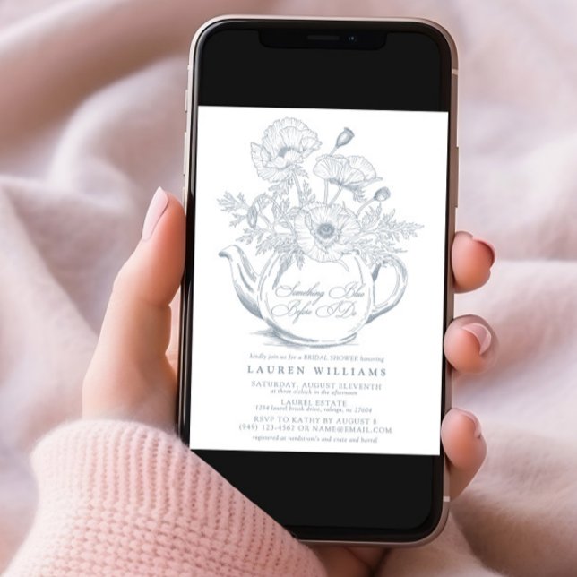 Vintag Etwas Blue Bridal Tee QR Brautparty Einladung (Von Creator hochgeladen)