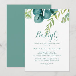 Vintag Eucalyptus BabyQ Baby Duschgrill Einladung