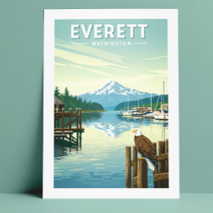 Vintag Everett Washington Postkarte