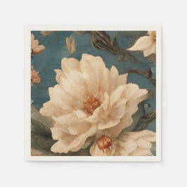Vintag Exquisite Blume Weiß und Grün Korallenrot Serviette