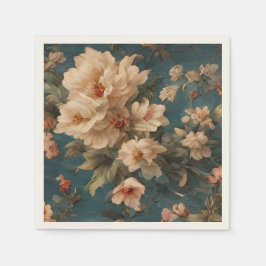 Vintag Exquisite Blume Weiß und Grün Korallenrot Serviette