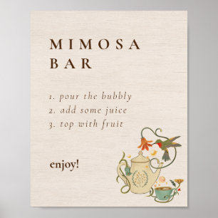 Vintag Fairy Floral Tee Party Mimosa Bar Sign Poster