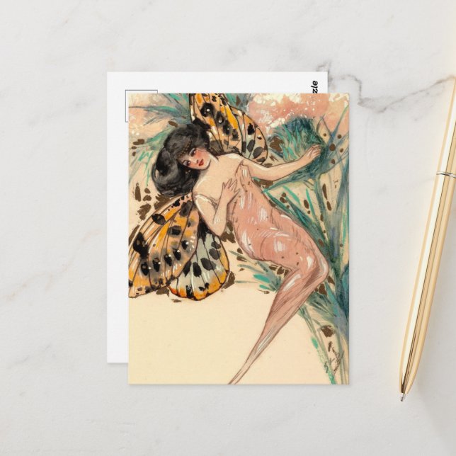 Vintag Fairy Postkarte (Vorderseite/Rückseite Beispiel)