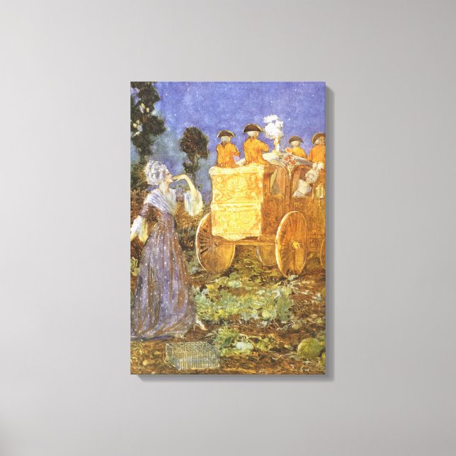 Vintag Fairy Tales Aschenputtel und Fairy Godmutte Leinwanddruck (Vorderseite)