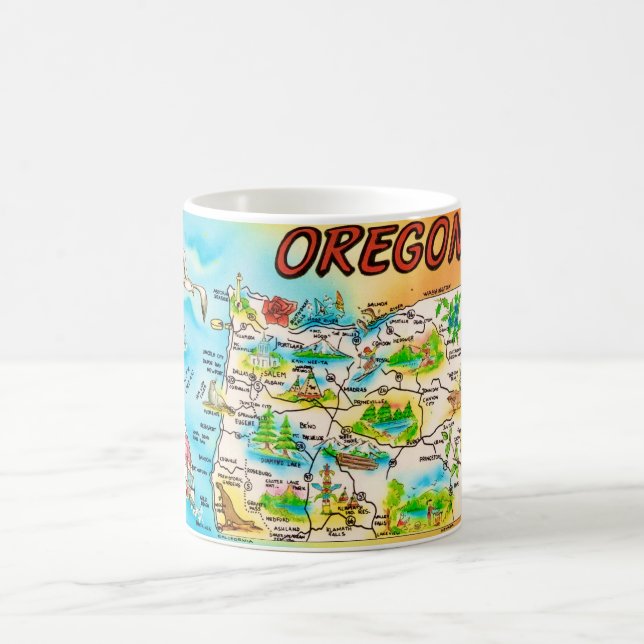Vintag-farbige Oregon-Karte Kaffeetasse (Mittel)