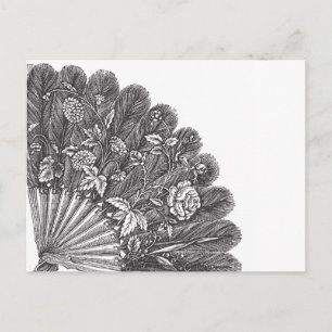 Vintag Feathery Fan Postkarte
