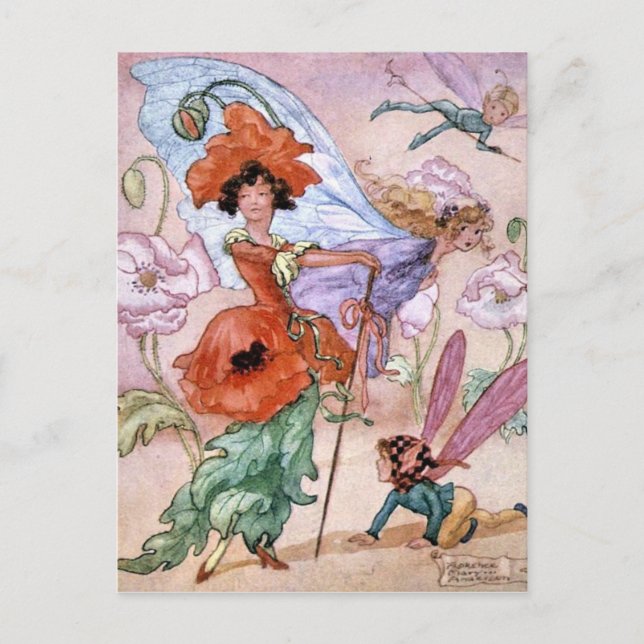 Vintag - Fee in modischer Pose, Postkarte (Vorderseite)