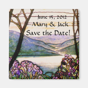 Vintag festgehaltenes Glas speichert das Datumsfen Magnet