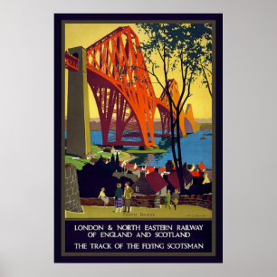 Vintag Firth of Forth Bridge Scotland Poster