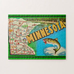 Vintag Fishy Minnesota Karte