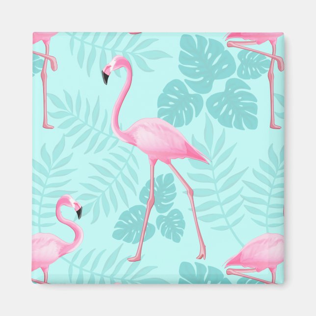 Vintag Flamingo Light Blue Magnet (Vorne)