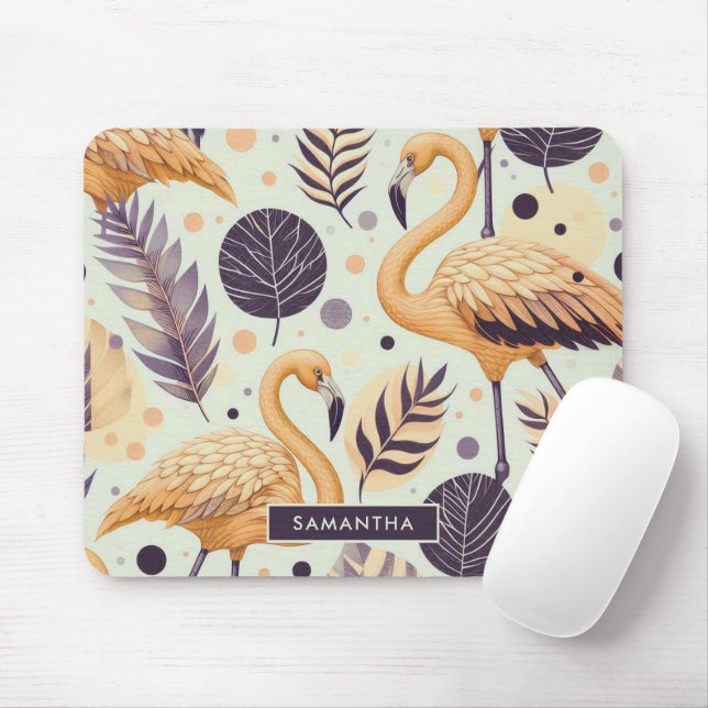 Vintag Flamingo Seamless Mousepad (Mit Mouse)