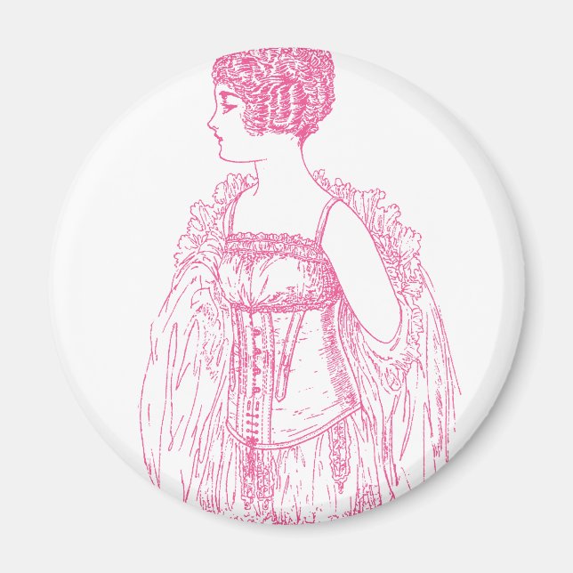 Vintag Flapper Corset Pink Magnet (Vorne)