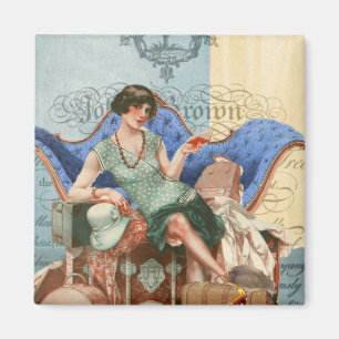 Vintag Flapper Girl in Paris der 1920er Jahre Magnet