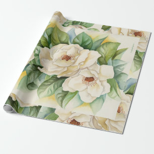 Vintag Flora Magnolia Blume Wasserfarbe  Geschenkpapier