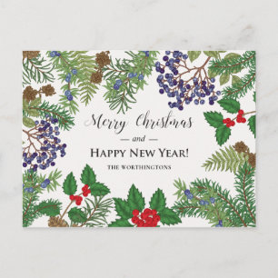 Vintag Floral Berry Garland Feiertagspostkarte
