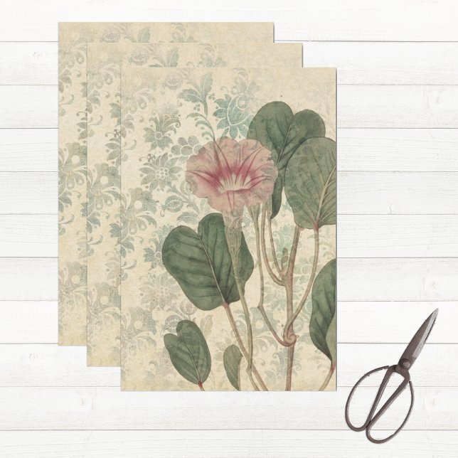 Vintag floral Botanisch Seidenpapier (Floral tissue paper for decoupage or gift wrapping)