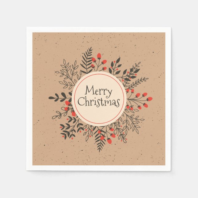 Vintag floral frohe Weihnachten | Serviette (Vorderseite)