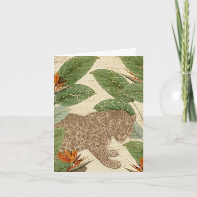 Vintag Floral Jaguar Karte (Vorderseite)