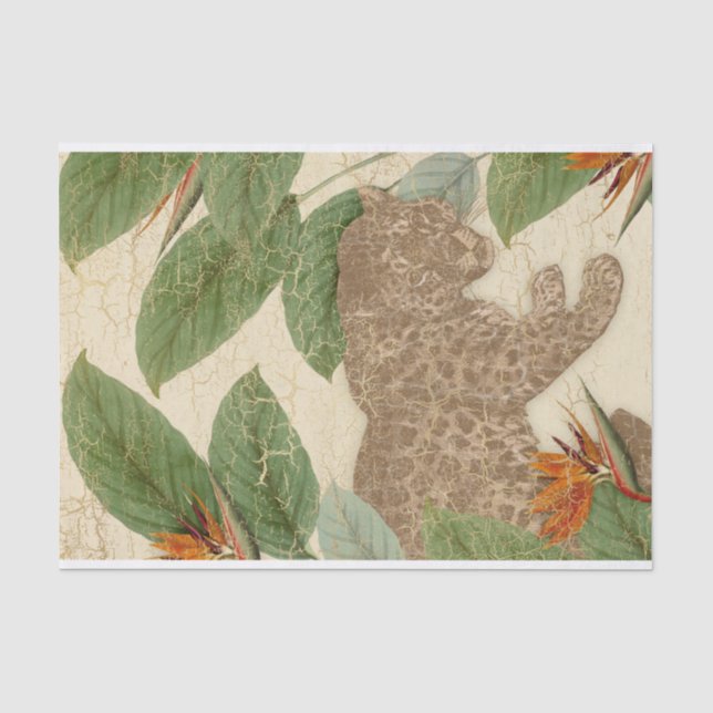 Vintag Floral Jaguar Seidenpapier (Vorderseite)