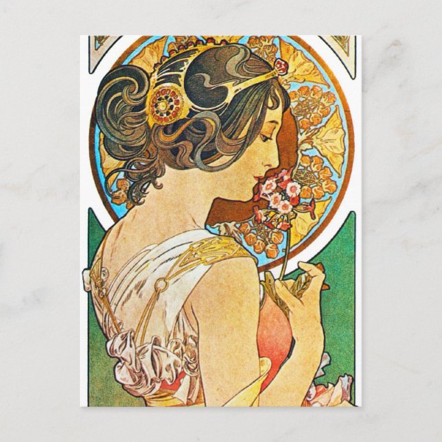 Vintag Floral Mucha Postkarte (Vorderseite)
