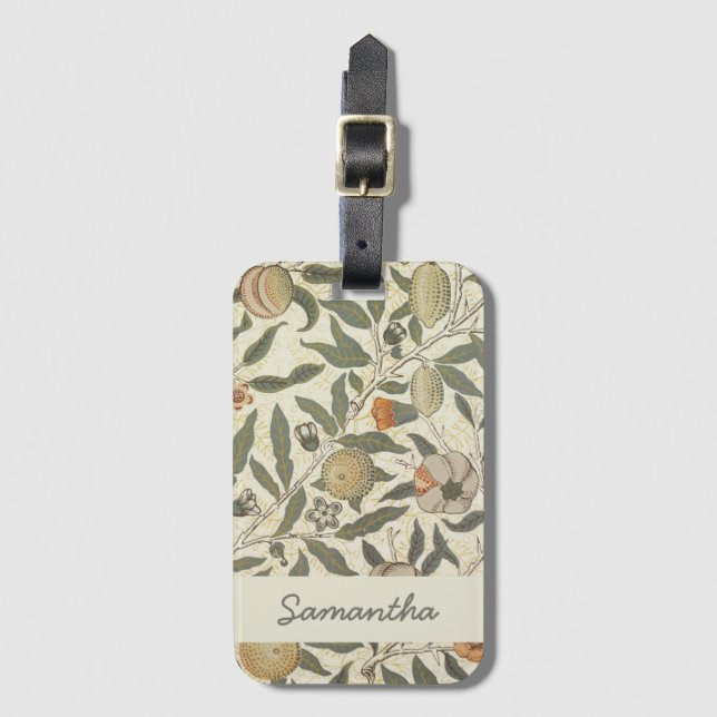 Vintag Floral William Morris Gepäckanhänger (Vorderseite Vertikal)