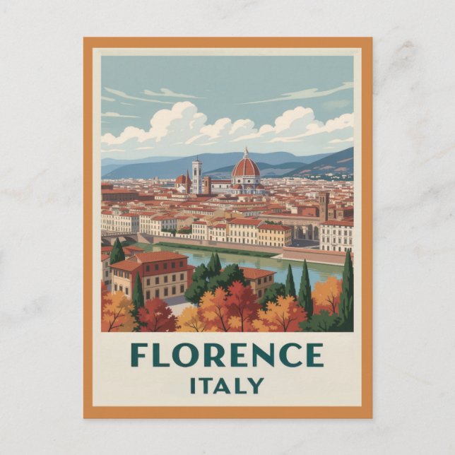 Vintag Florenz - Italien Kathedrale Postkarte (Vorderseite)